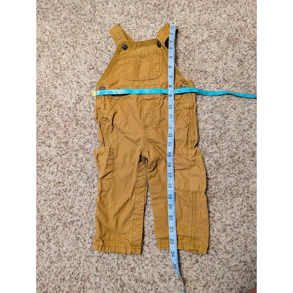 Carter’s Baby Utility Cargo Overalls Size 12M Tan and Brown Bib Overalls Pants
